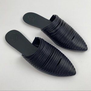 Tory Burch Sienna Flat Mules Slides Navy Size 8.5
